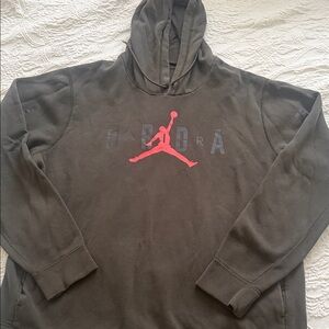Jordan Men's Dark Green Hoodie with Red Logo